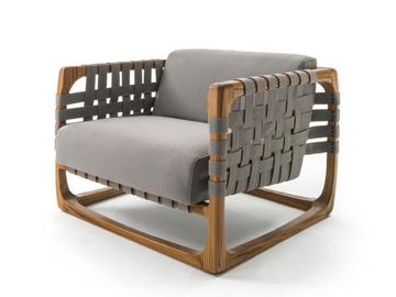 BUNGALOW - Fabric garden armchair with armrests and teak structure by Riva 1920 - view 2